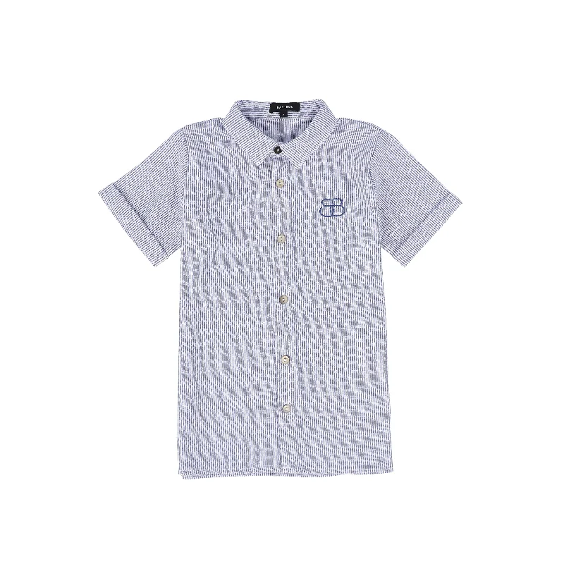 BAMBOO NAVY/WHITE STRIPED COLLAR SHIRT