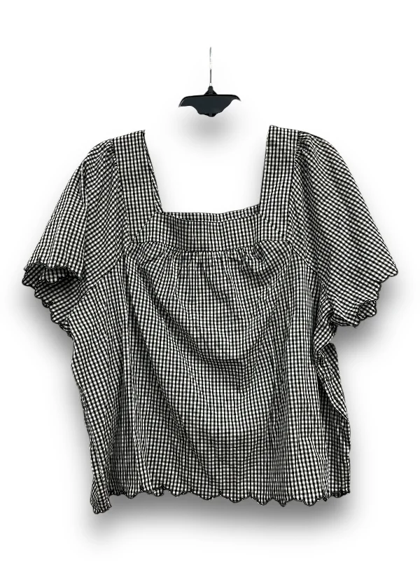 Top Short Sleeve By Tribal In Checkered Pattern, Size: Xlp Business