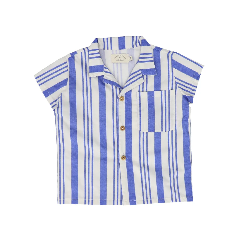 BIRINIT PETIT BLUE STRIPED LAPEL BLOUSE [FINAL SALE]