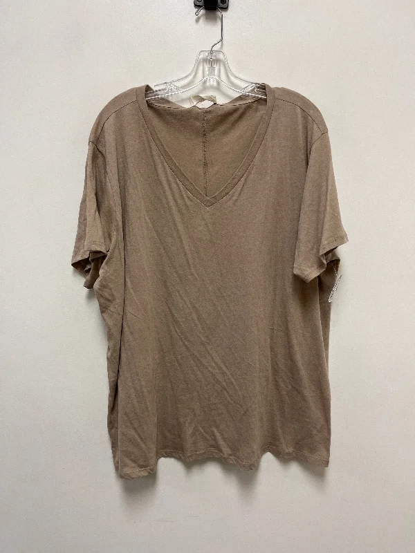 Top Short Sleeve By Zenana Outfitters In Brown, Size: 3x Trendy Men's Oversized