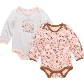 Infant Girls Long Sleeve Floral Print 2pc Set - Tropical Peach