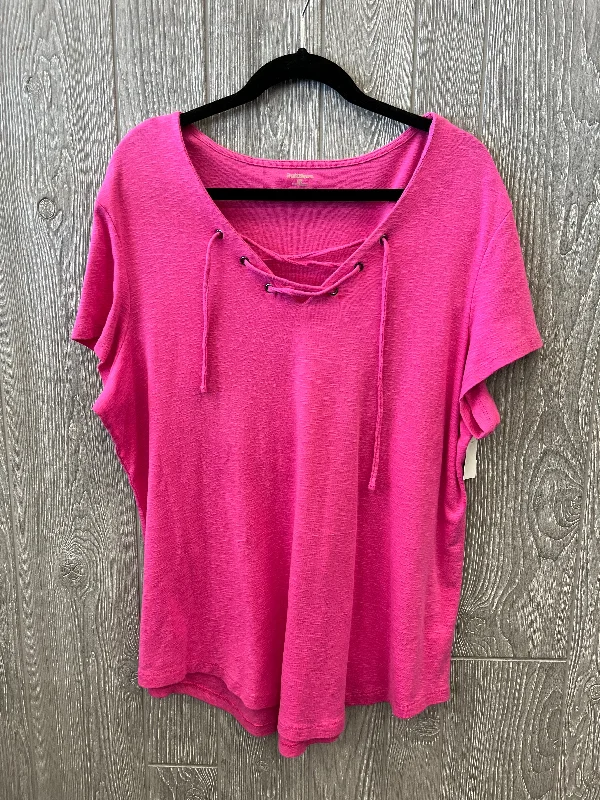 Top Short Sleeve By Ruff Hewn In Pink, Size: 2x Beach