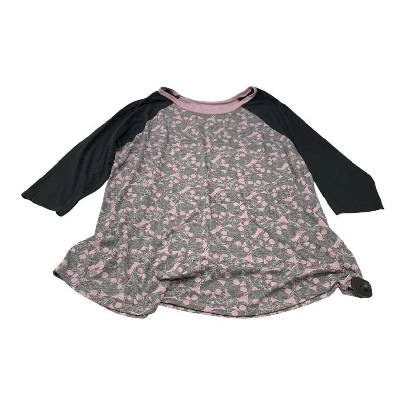 Top 3/4 Sleeve By Torrid In Black & Pink, Size:3X