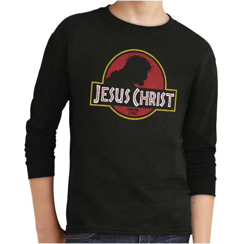 Jesus Jurassic Christ Youth Long Sleeve T Shirt