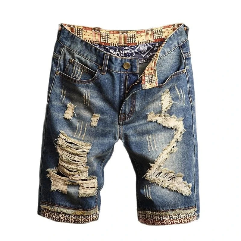 Men's Vintage Ripped Jean Denim Shorts 9 Styles