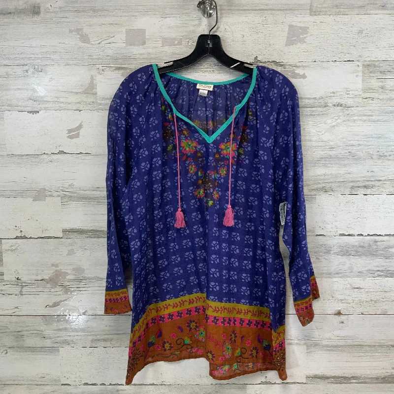 Top Long Sleeve By Natural Life In Blue, Size: L