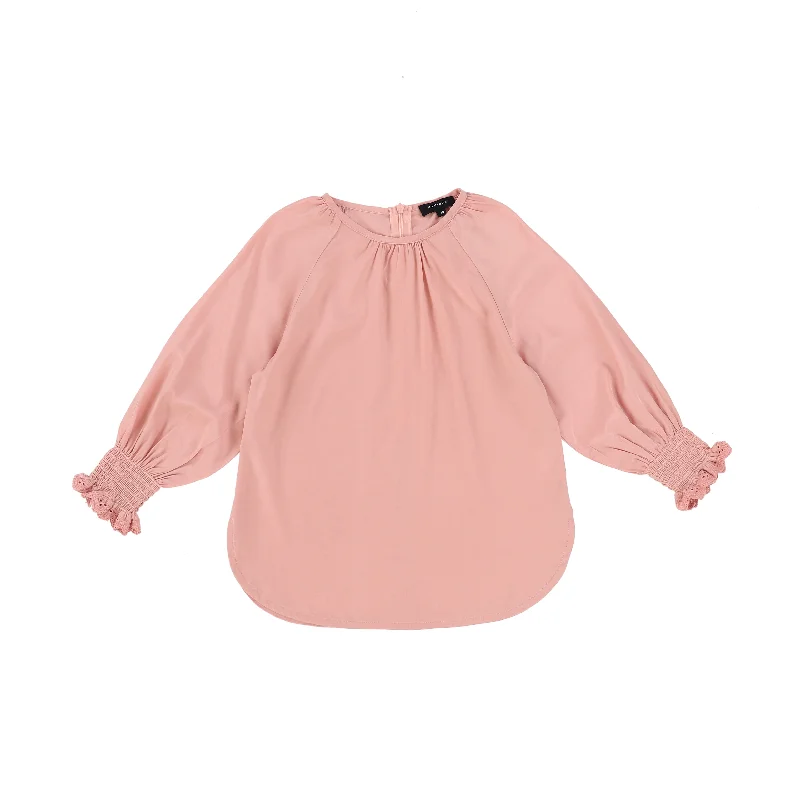 BAMBOO PINK TRIM LACE BLOUSE [Final Sale]