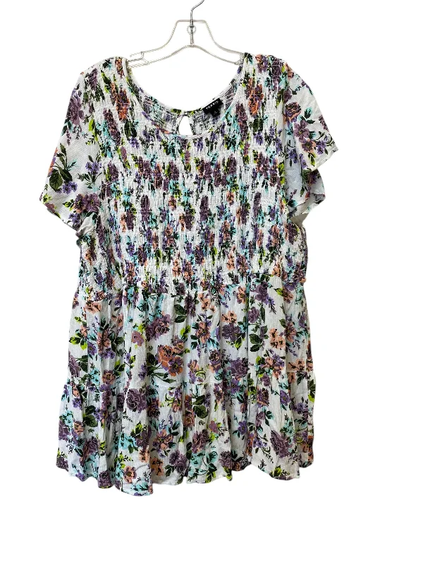 Top Short Sleeve By Torrid In Floral Print, Size: 4 Cclassic Men's Tweed