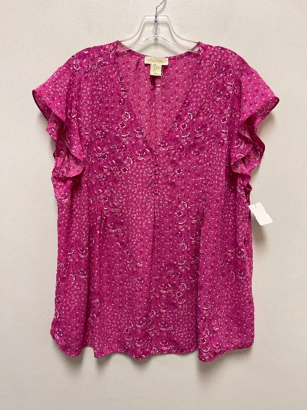 Top Short Sleeve By Cynthia Rowley In Pink, Size: 2x Cclassic Men's Tweed