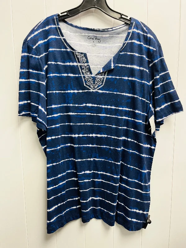 Top Short Sleeve By Coral Bay In Blue & White, Size: Xl Refined Men's European