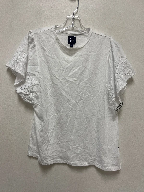 Top Short Sleeve By Gap In White, Size: L Youthful Men's Anime