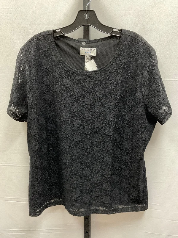 Top Short Sleeve By Covington In Black, Size: 2x Laid