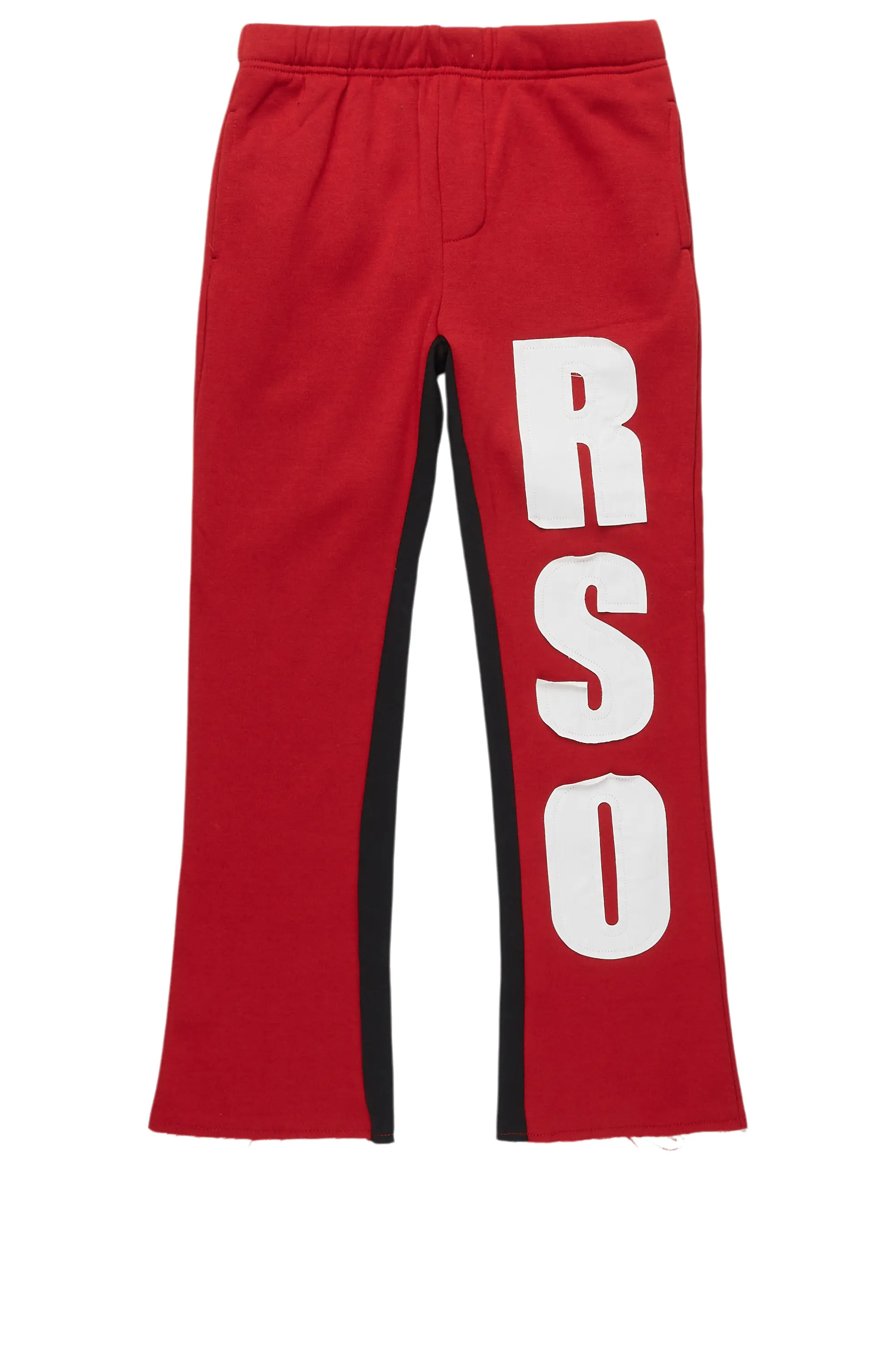 Boys Uko Burgundy Stacked Baggy Flare Pant