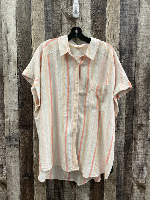 Top Short Sleeve By Terra & Sky In Striped Pattern, Size: 1x Earthy Men's Sustainable 