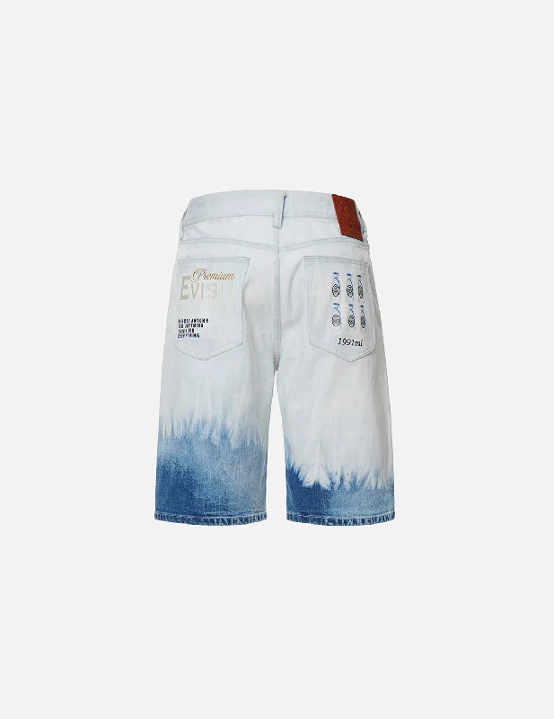 Godhead Sake Bottle Graphic Tie-dye Denim Shorts