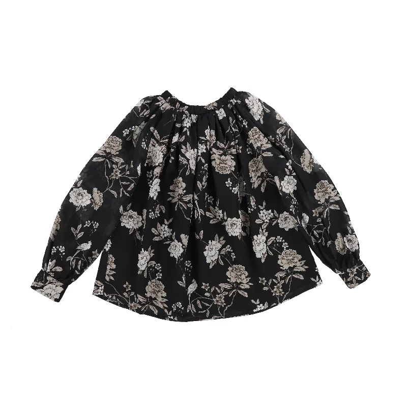 CHRISTINA ROHDE BLACK FLORAL TOP [Final Sale]