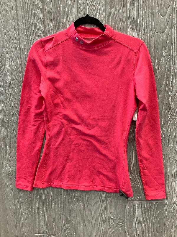 Athletic Top Long Sleeve Collar By Under Armour In Pink, Size: M