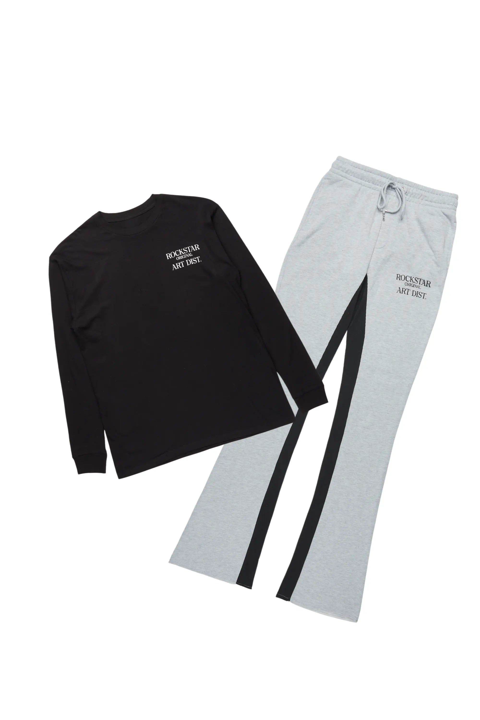 Briggs Black/Grey Long Sleeve T-Shirt/Baggy Pant Set