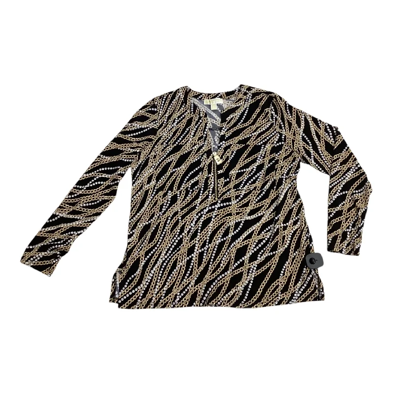 Top Long Sleeve By Michael By Michael Kors In Black & Gold, Size: L