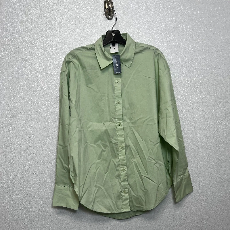 Blouse Long Sleeve By Express O In Mint, Size: S