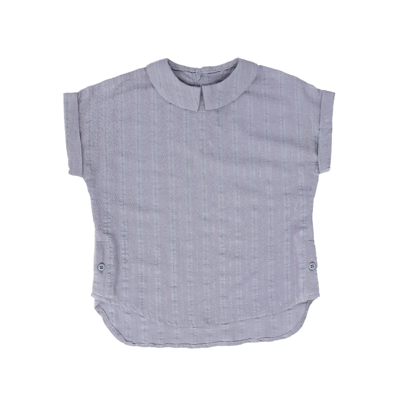 BAMBOO BLUE COLLARED SS TOP [FINAL SALE]