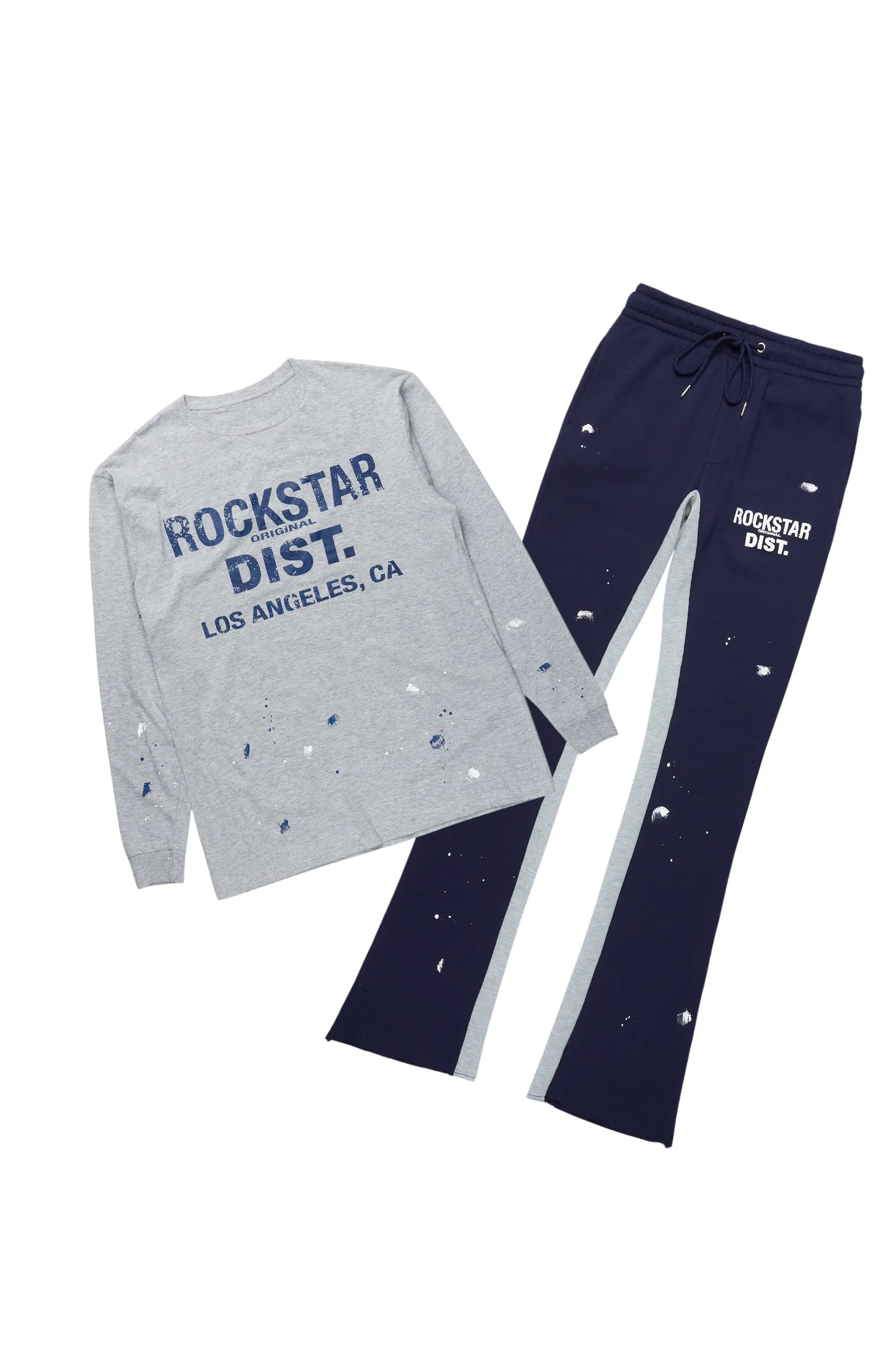 Scottie Heather Grey Long Sleeve T-Shirt/Baggy Pant Set