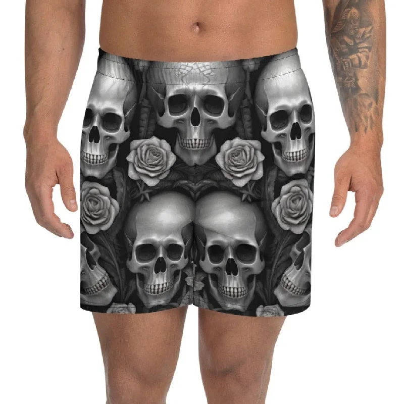 Men's Gray Skulls Athletic Shorts