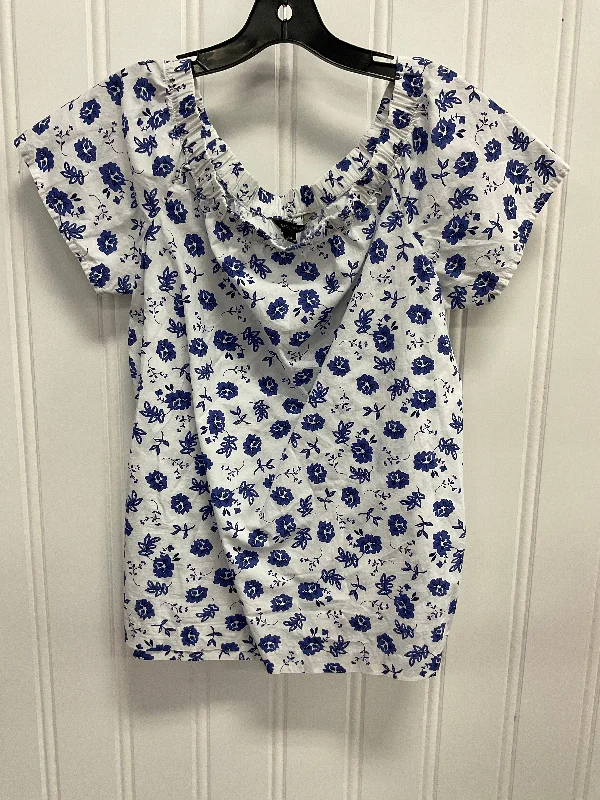 Top Short Sleeve By Banana Republic In Blue & White, Size: M Trendy Men's Oversized