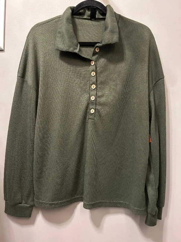 Top Long Sleeve By Shein In Green, Size: L