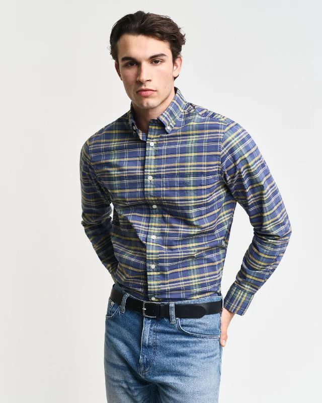 GANT - Poplin Shirt - Check - Dusty Navy