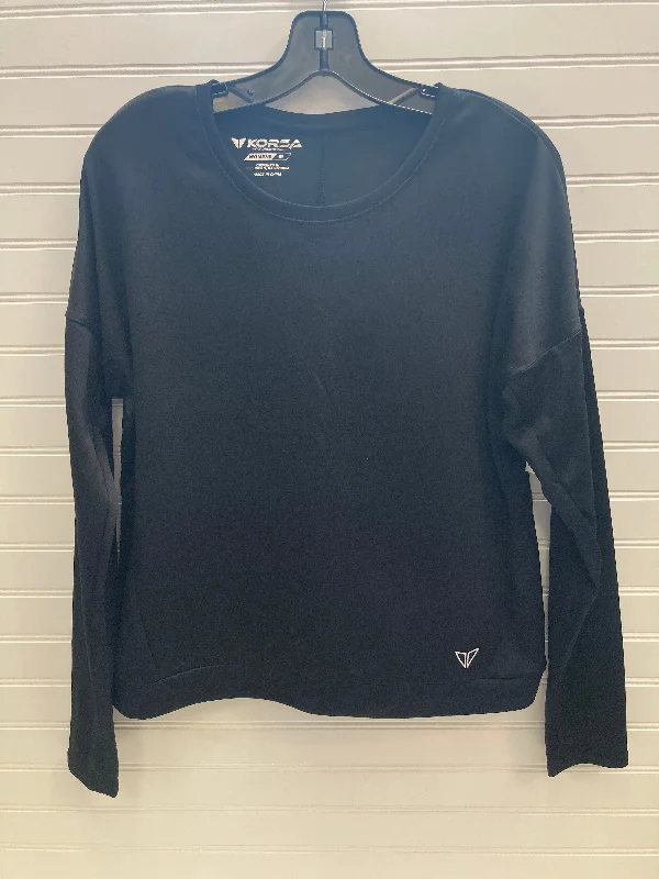 Athletic Top Long Sleeve Crewneck By Korsa In Black, Size: M