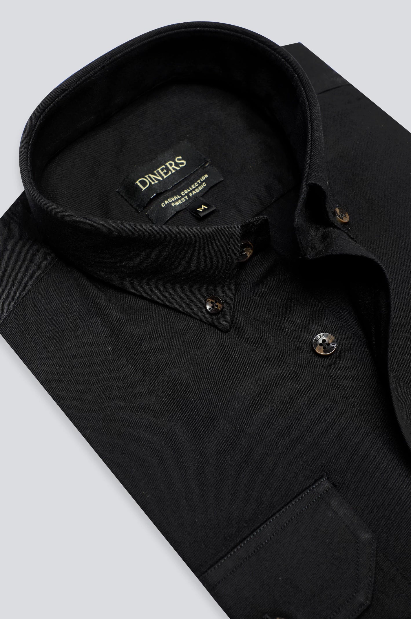 Black Twill Textured Casual Shirt