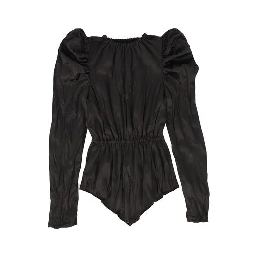 VENERA ARAPU BLACK V SHAPE PUFF SLEEVE BLOUSE [Final Sale]