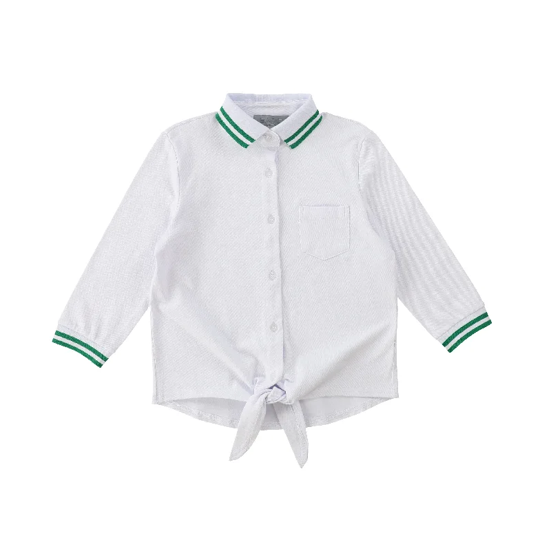 BACE COLLECTION WHITE PIQUE BUTTON DOWN TIE TOP [Final Sale]