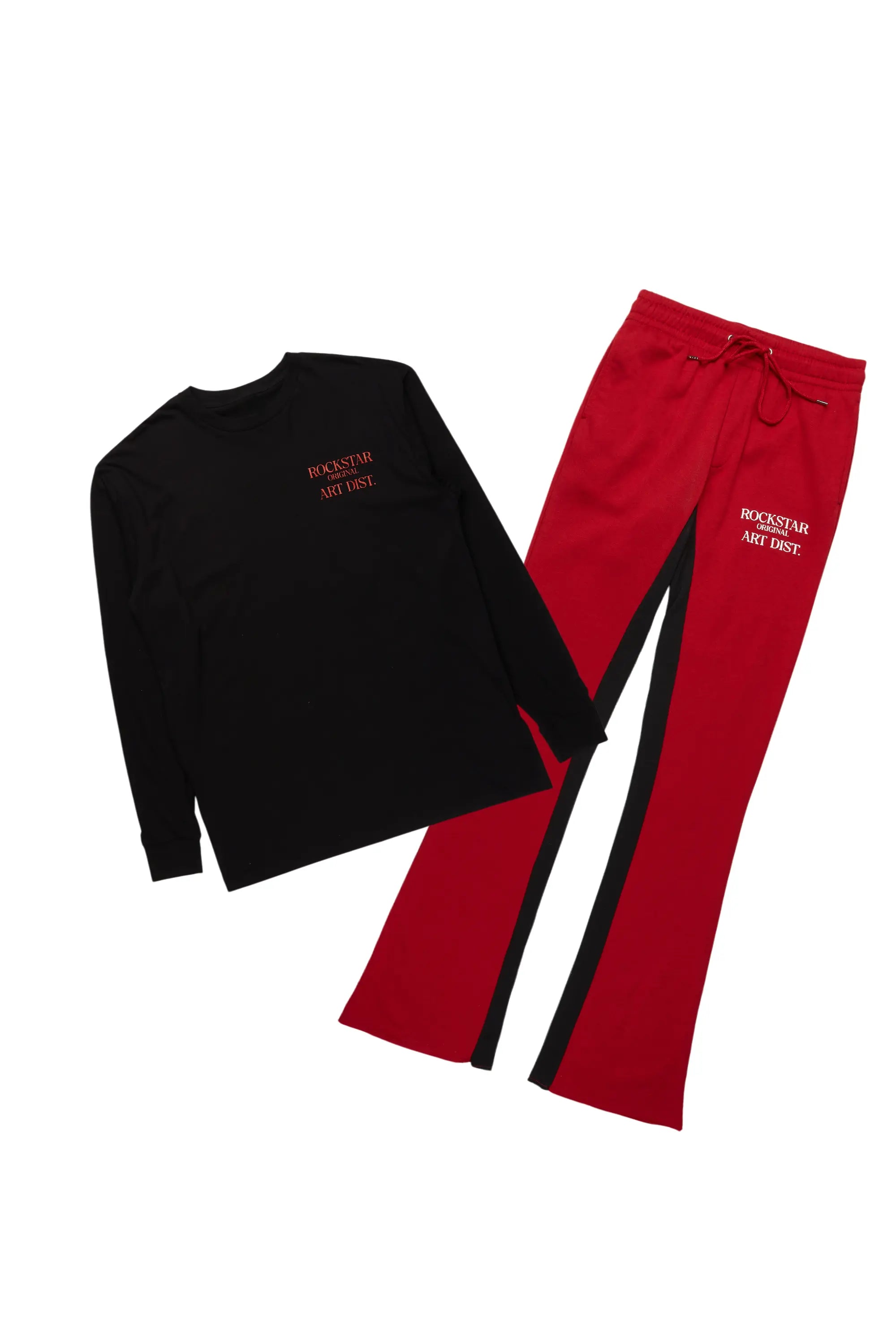 Briggs Burgundy Long Sleeve T-Shirt/Baggy Pant Set