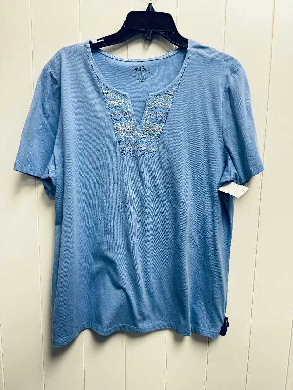 Top Short Sleeve By Coral Bay In Blue & Pink, Size: Xl Luxurious Men's High