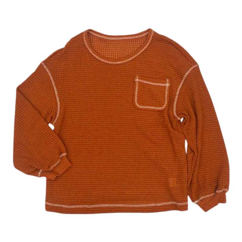 Top Long Sleeve By Shein In Orange, Size:M Unique Men's Upcycled