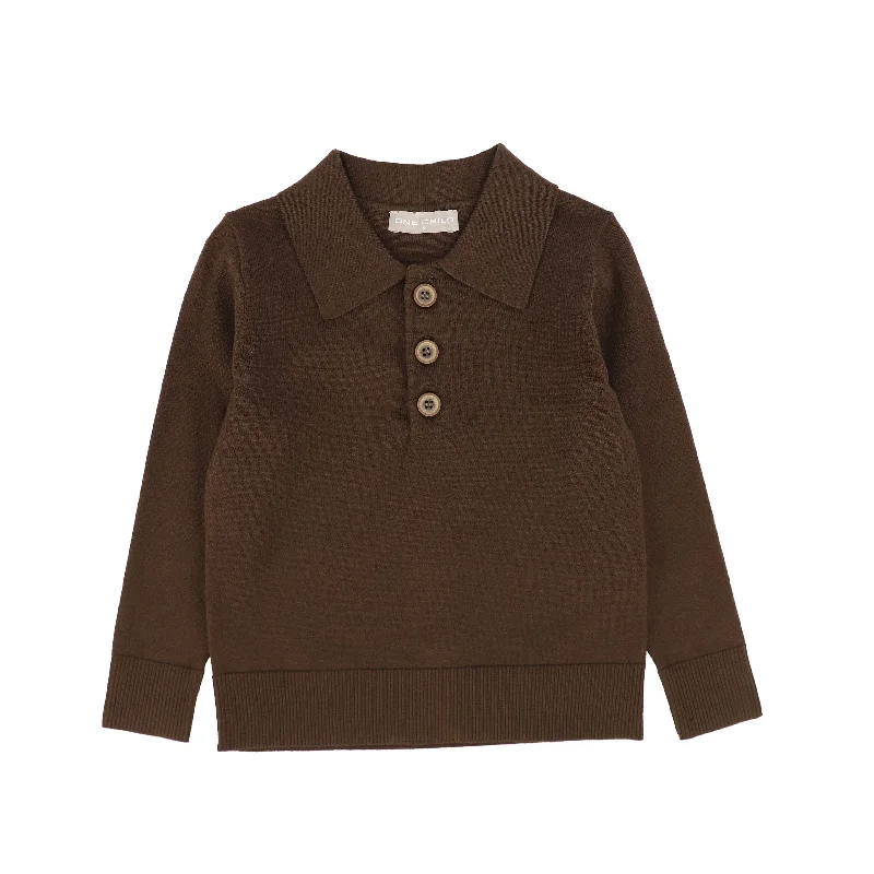 ONE CHILD BROWN KNIT COLLAR SHIRT [Final Sale]