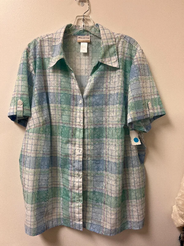 Top Short Sleeve By Alfred Dunner In Blue & Green, Size: 2x Traditional Men's Wool