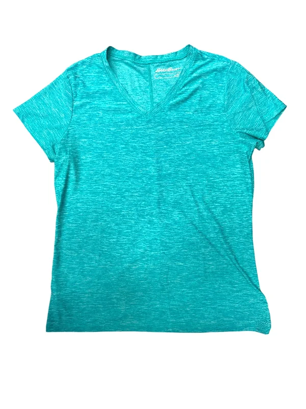 Athletic Top Short Sleeve By Eddie Bauer In Teal, Size: L Modern Men's Geometric