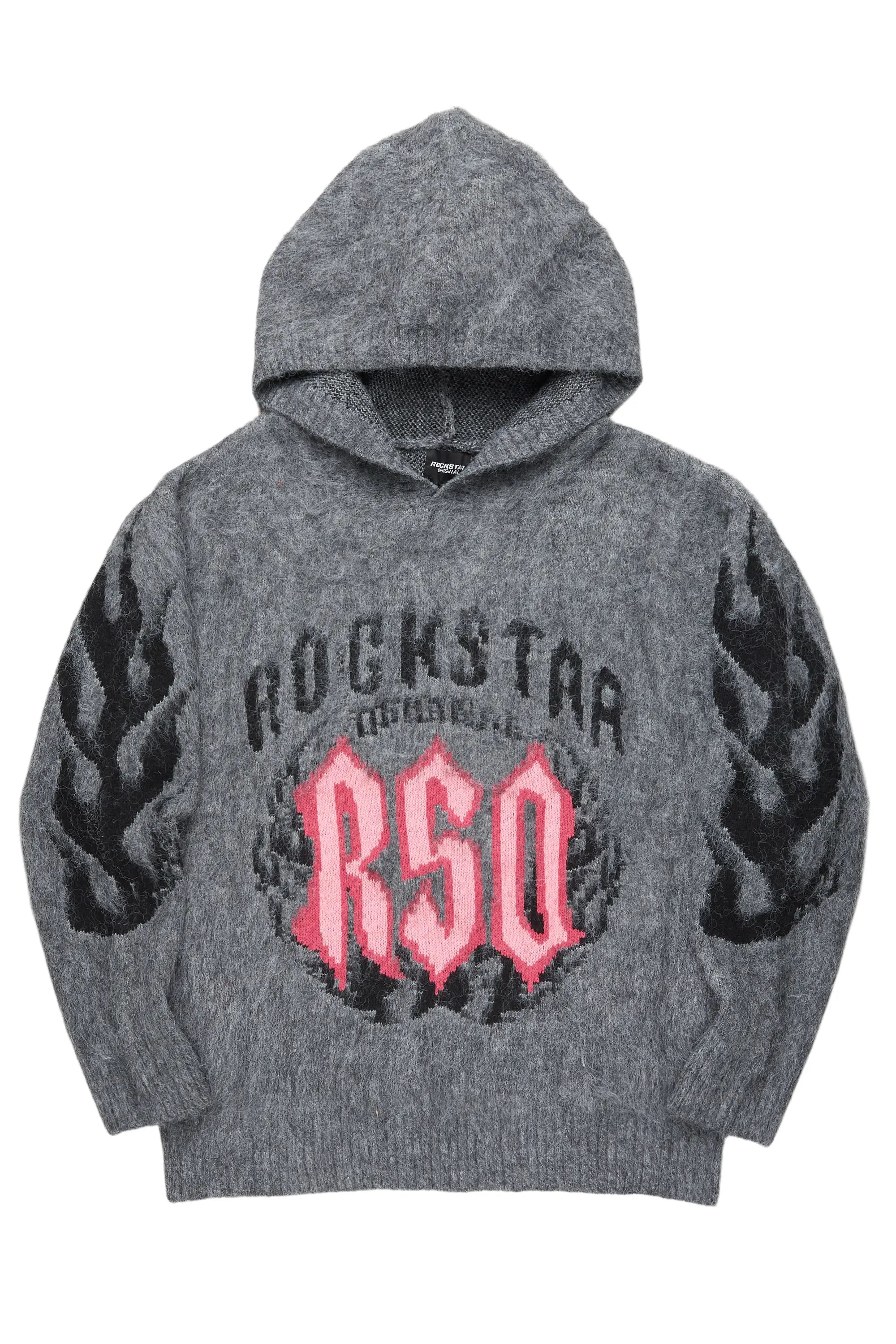 Boaz Heather Grey Graphic Mohair Hoodie