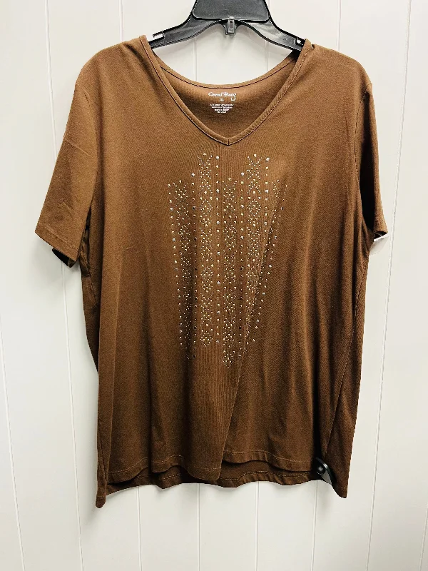 Top Short Sleeve By Coral Bay In Brown & Silver, Size: Xl Sporty Men's Athleisure 