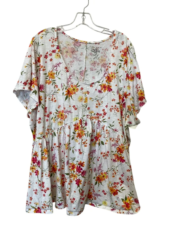 Top Short Sleeve By Lane Bryant In Floral Print, Size: 26 Youthful Men's Pop