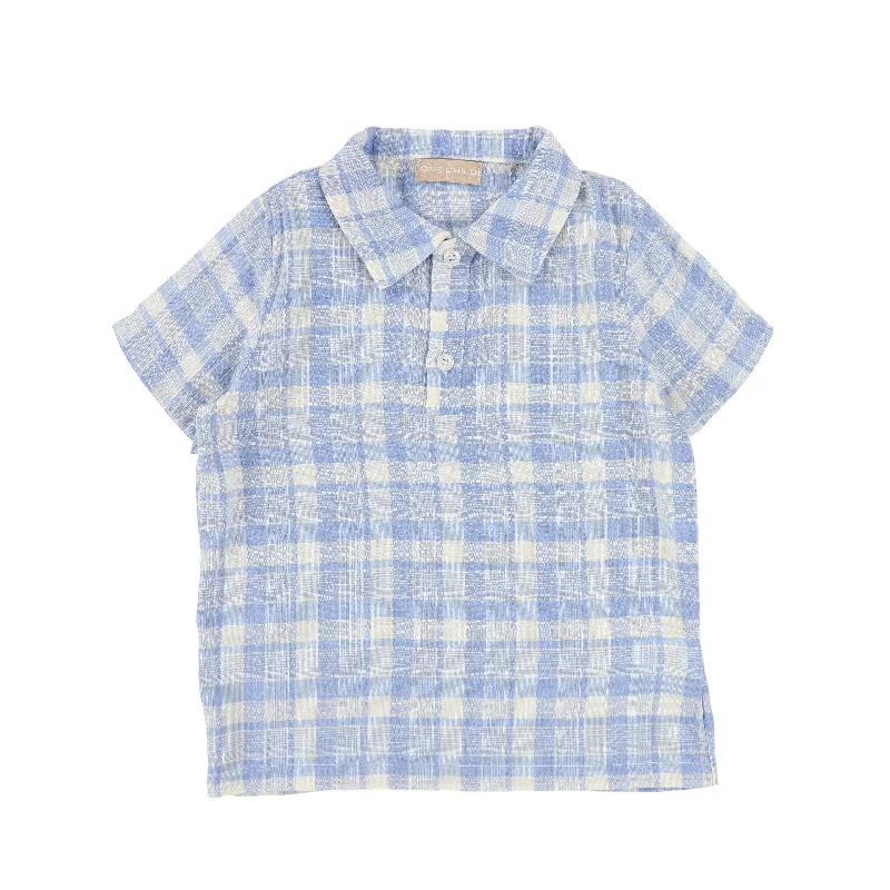 ONE CHILD LIGHT BLUE PLAID BLOUSE [Final Sale]