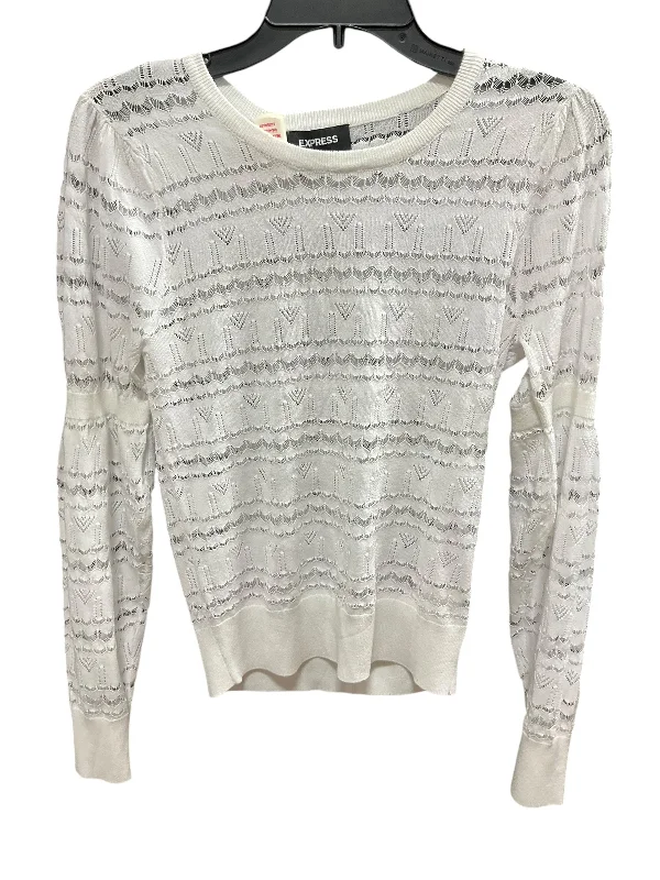 Top Long Sleeve By Express In Cream, Size: S