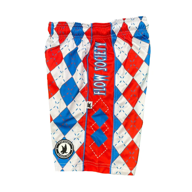 Mens Red, White & Blue Argyle Attack Short