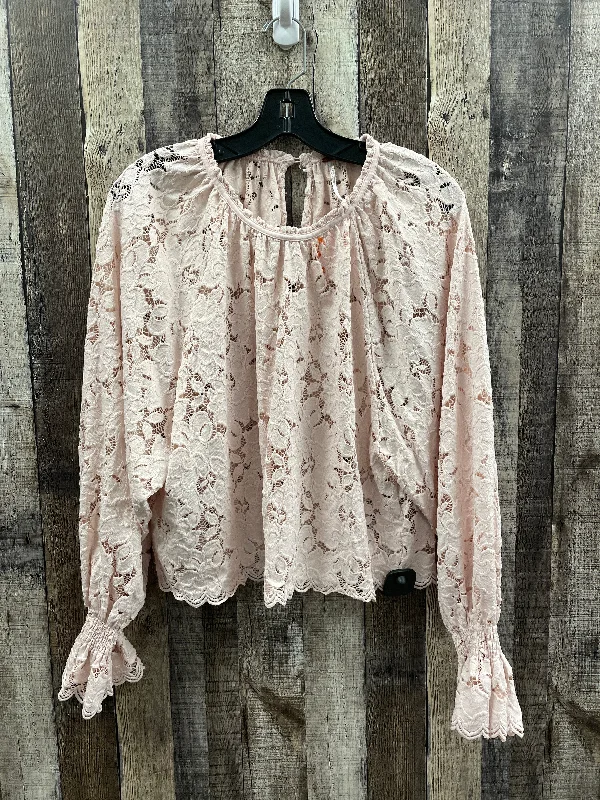 Top Long Sleeve By Free People In Pink, Size: S