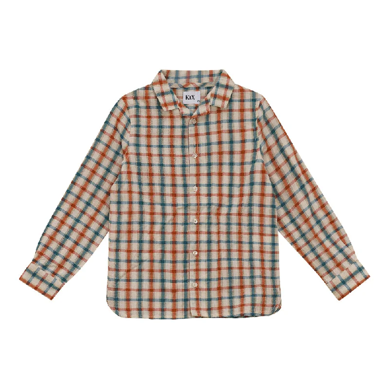 KIX 1228-Blue/Red-CHECKED LS SHIRT