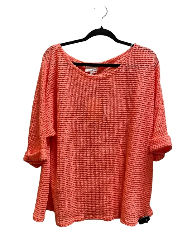 Top Short Sleeve By Andree By Unit In Coral, Size: 1x Casual Men's Japanese 