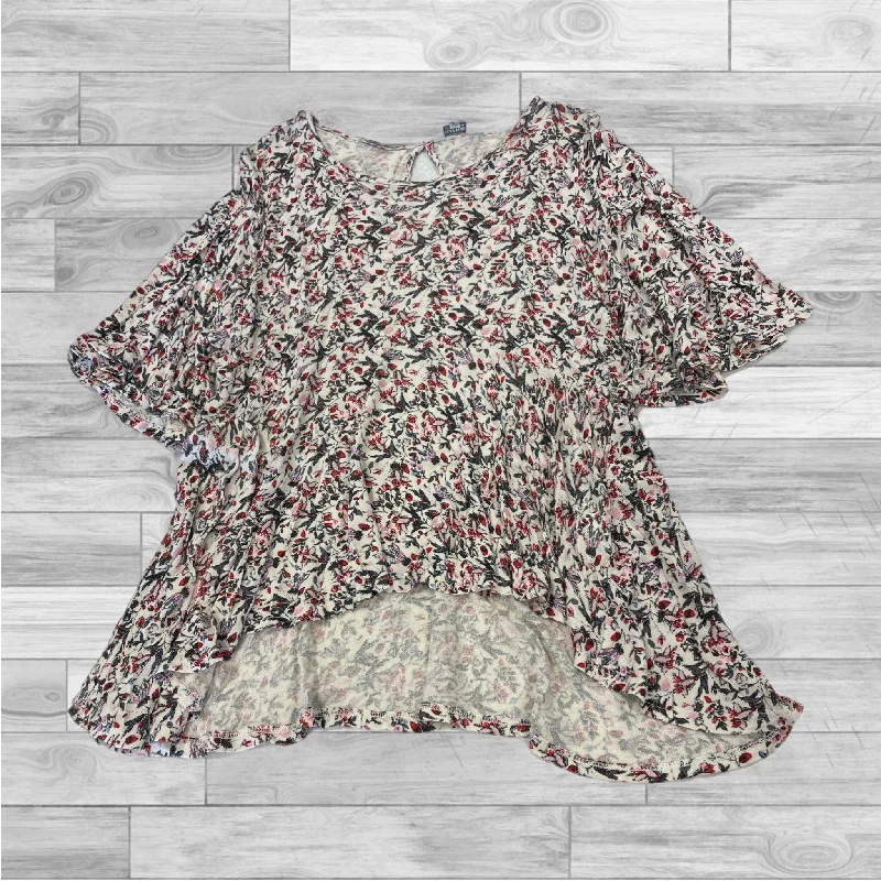 Top Short Sleeve By Lucky Brand In Floral Print, Size: M